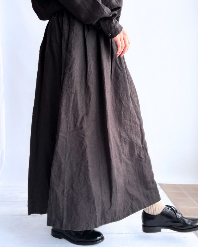 Color Linen Skirt in Black