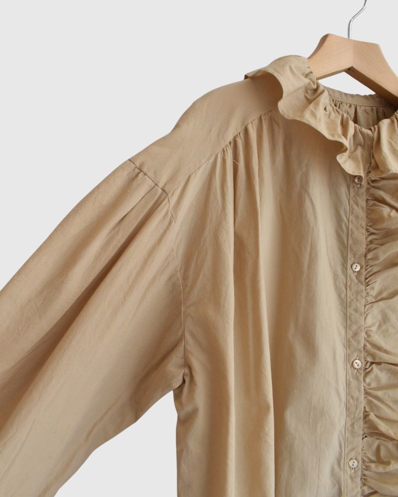 Ruffle Blouse in Beige