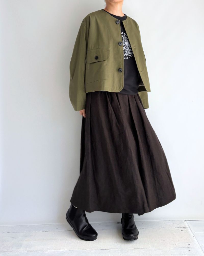 ROCKY-GABA Collarless Jacket in Khaki