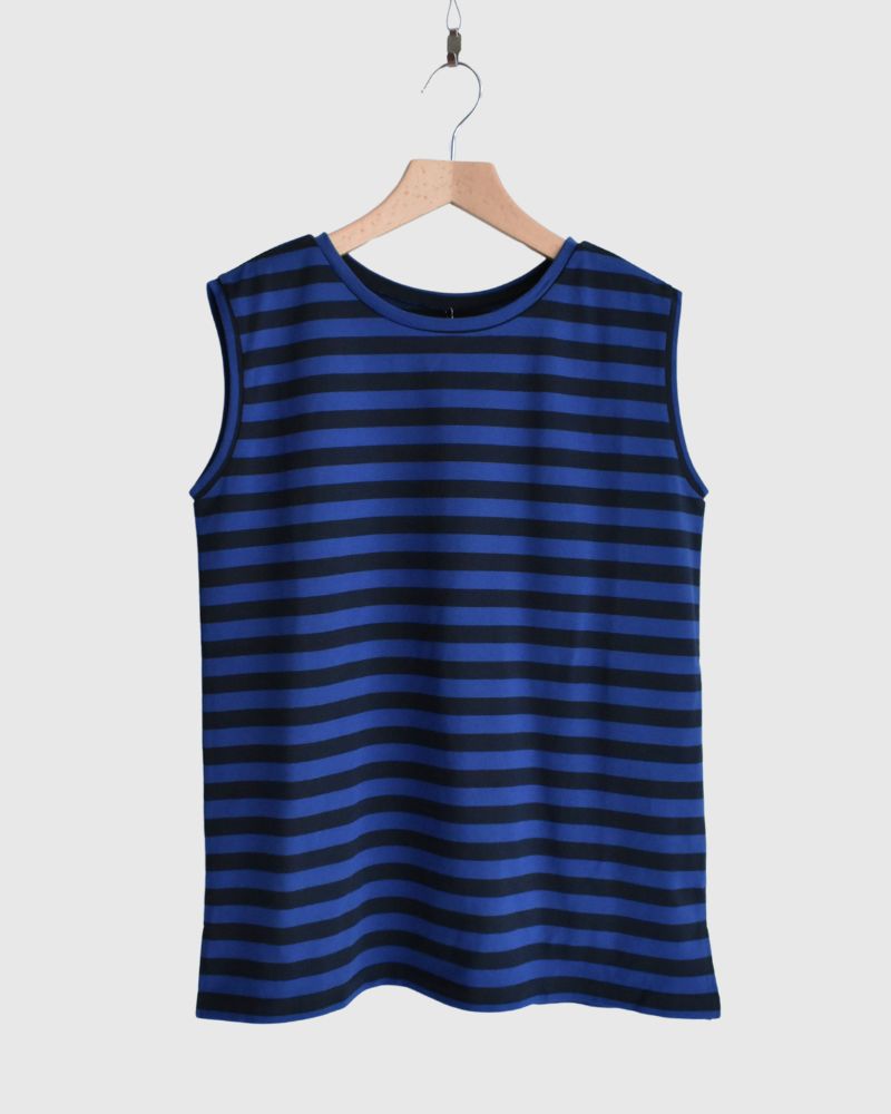Crew Neck Tank Top in Blue/Navy