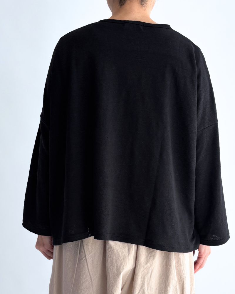 Linen Jersey Pullover in Black