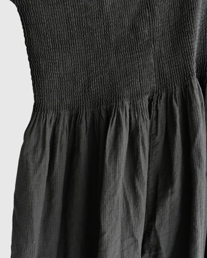 MINI PINTUCK PULLOVER DRESS in Black