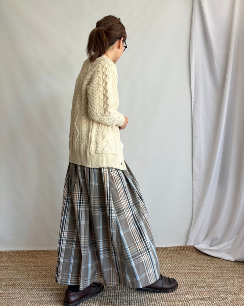 CHECK A LINE SKIRT 'FELINA' in BeigeBrown