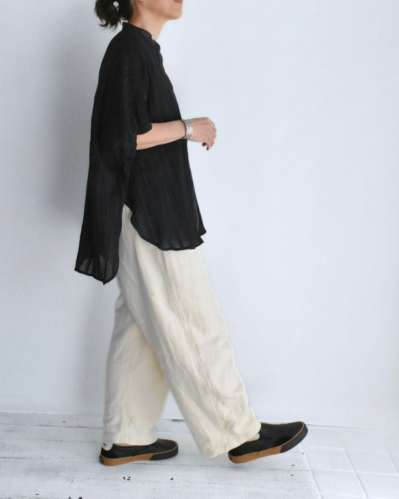 Wide Square Blouse in Black