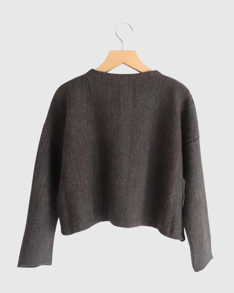 Bottleneck Boiled Wool Knit in Brown