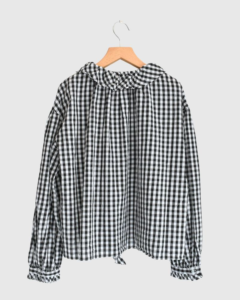 Frill Blouse in BlackCheck
