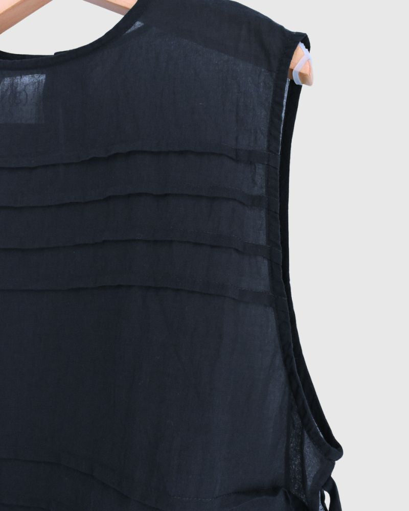 Boil Sleeveless Stack Blouse in Navy