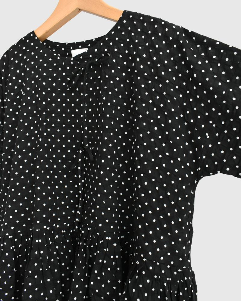 Ripple Dot Cache-coeur Blouse in Black/White