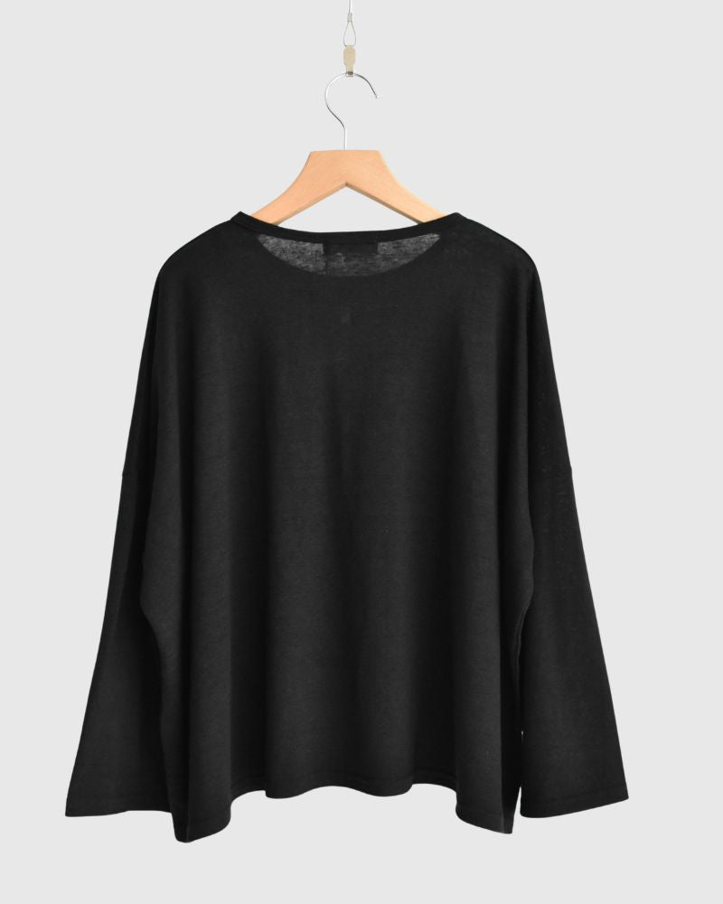 Linen Jersey Pullover in Black
