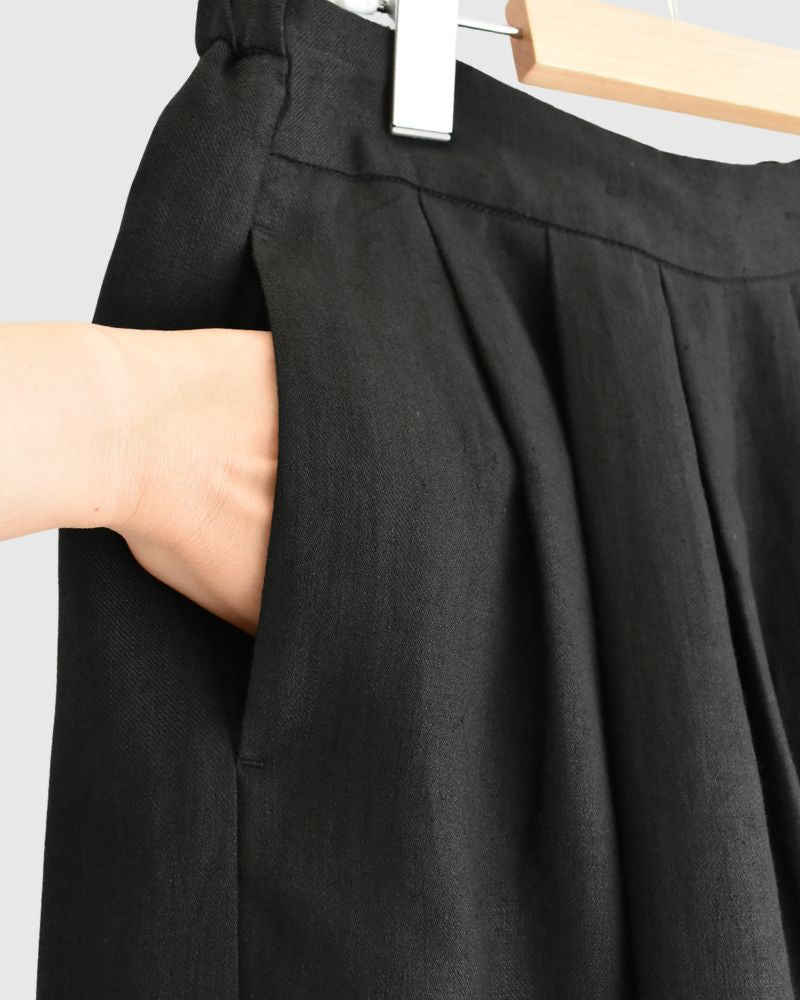 Sarrouel Wide Short Length Pants in Black