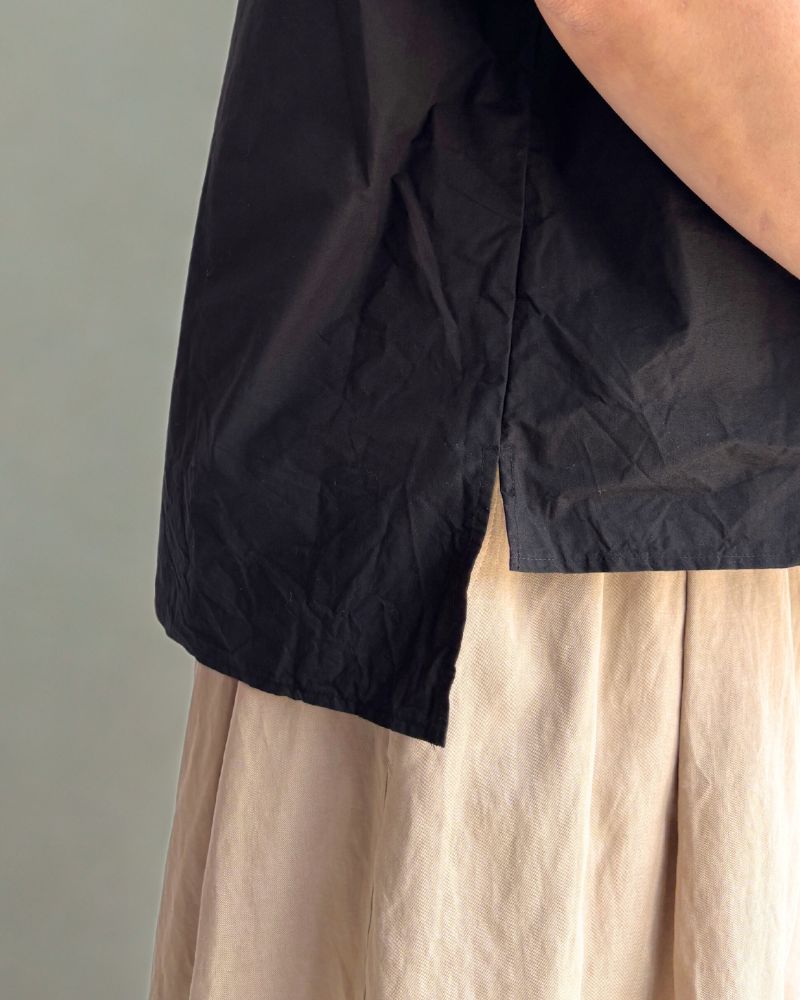 Front Frill Blouse in Black