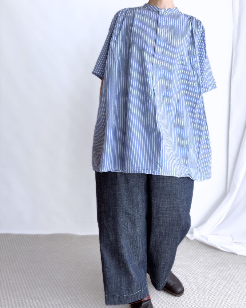 Striped Gathered Shirt in Stripe B