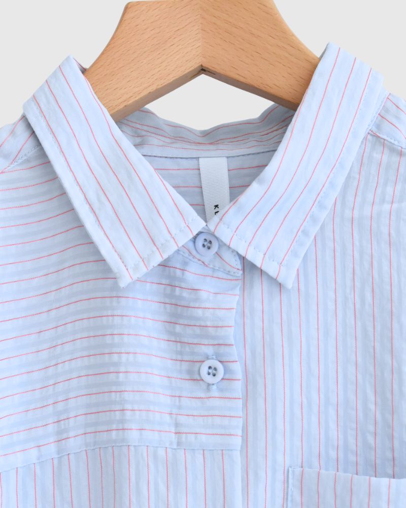 Sheer Striped Shirt 'TESSA' in Saxe