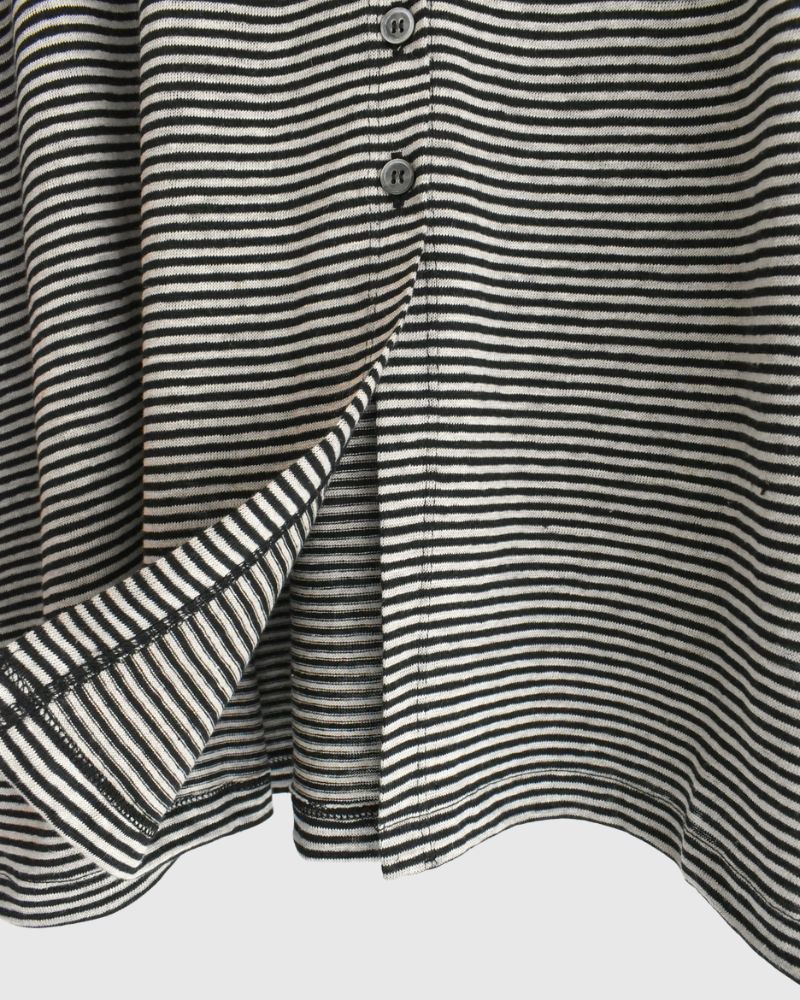 Linen Hooded Cardigan in Natural/Black