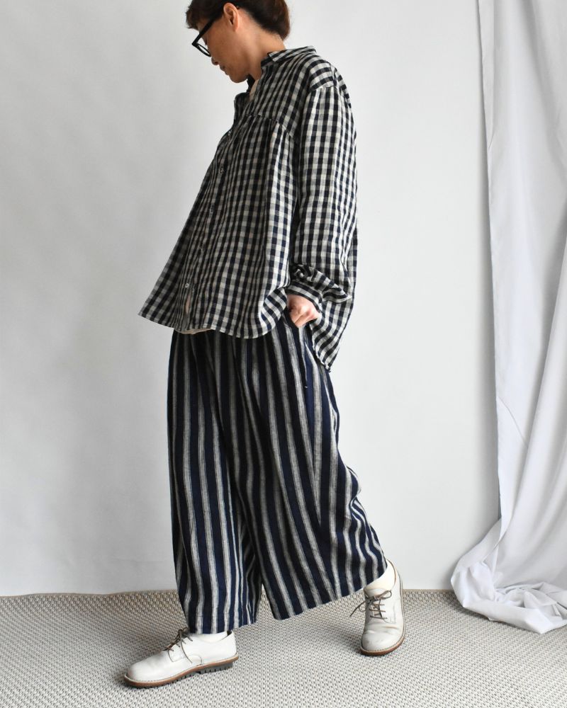 Linen Cotton Gingham Shirt in Indigo/Natural