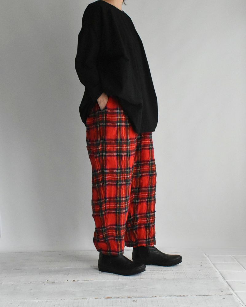 Cotton Wool Tartan Check Pants in Red