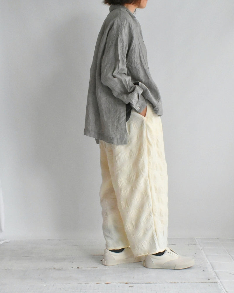 Wool Check Pants in Ivory