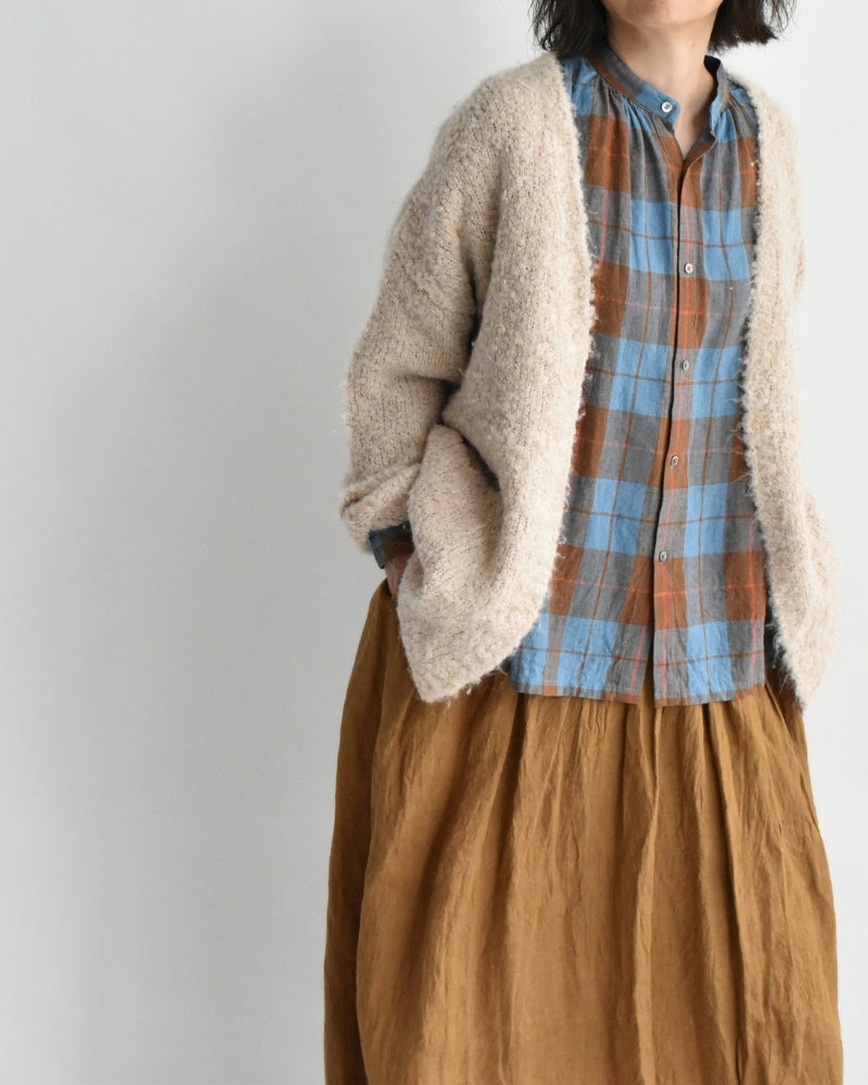 Linen Cotton Check Shirt in Blue