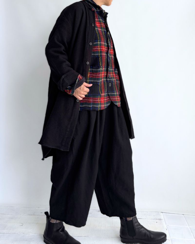 Cotton wool tartan jacket in Black