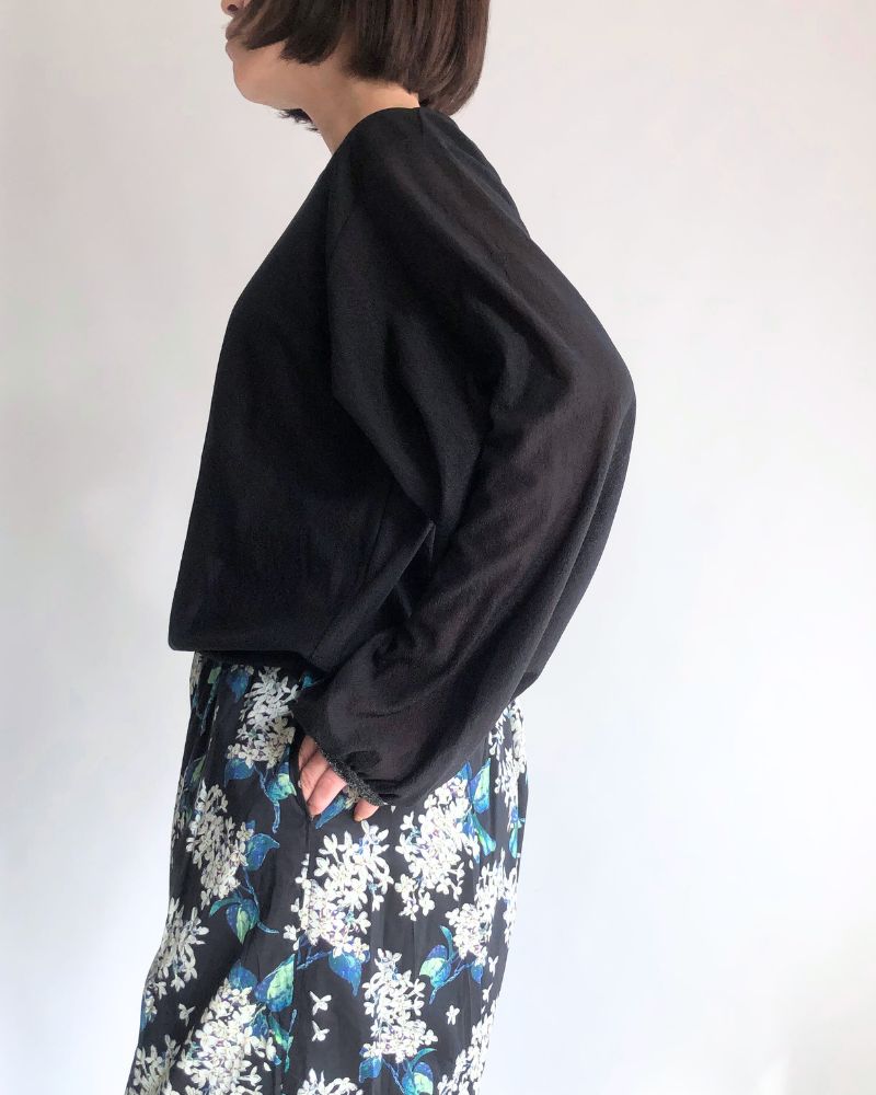 Sheer Volume Sleeve Blouse in Black