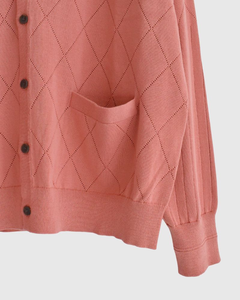 Openwork knit cardigan 'EMILY' in SmokePink
