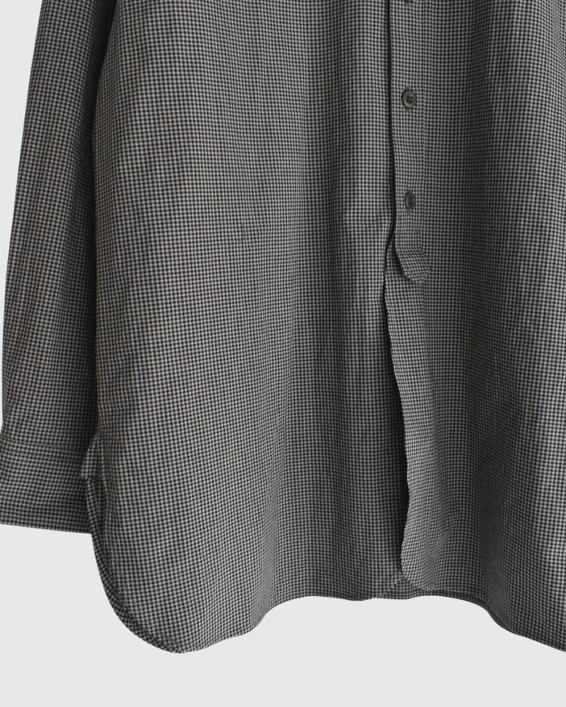 Utility Band Collar Shirt in BrownGingham