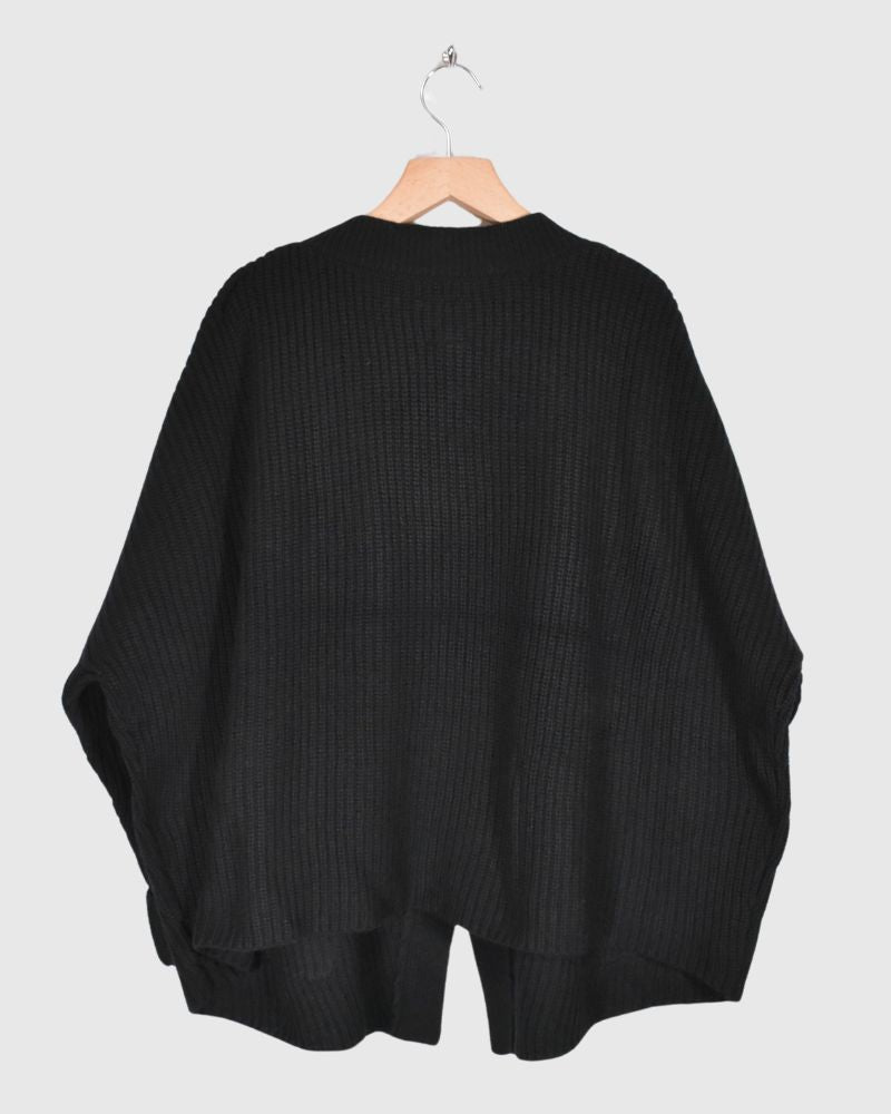 Lamb Wool Diagonal Cardigan in Black