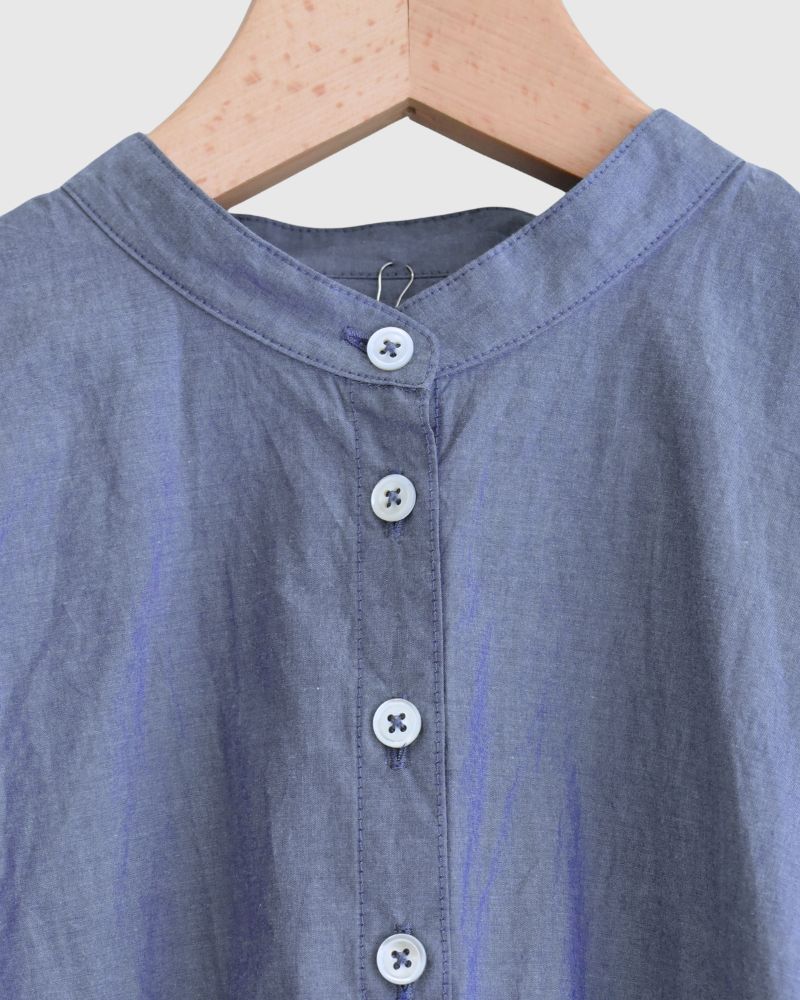 Band Collar Big Shirt in Navy