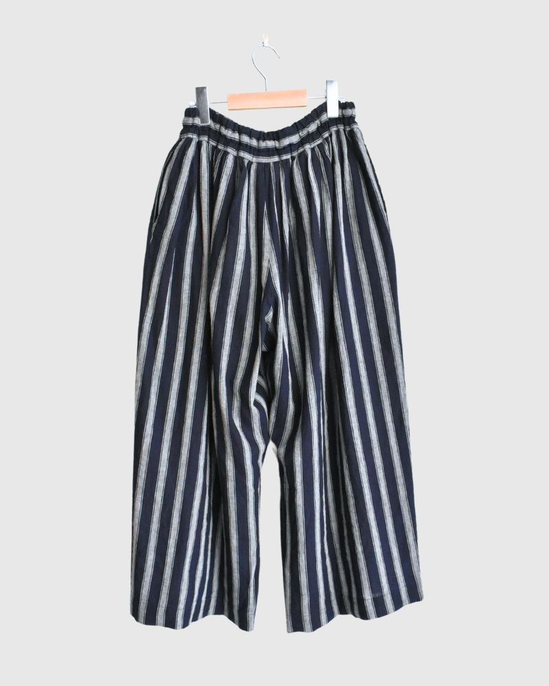 Linen Cotton Stripe Pants in Indigo/Natural