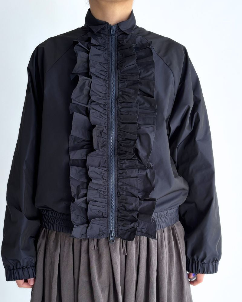 Front Frill Zip-Up Jumper in Navy