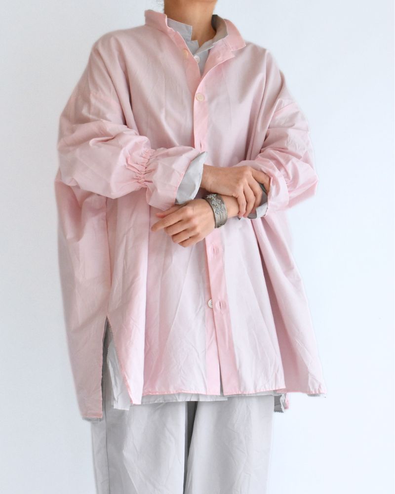 Cuff Ruffle Oversized Shirt in Pink
