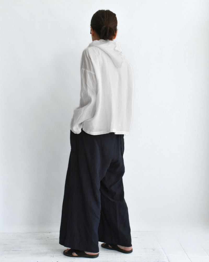 Hoodie Shirt (LINEN) in White