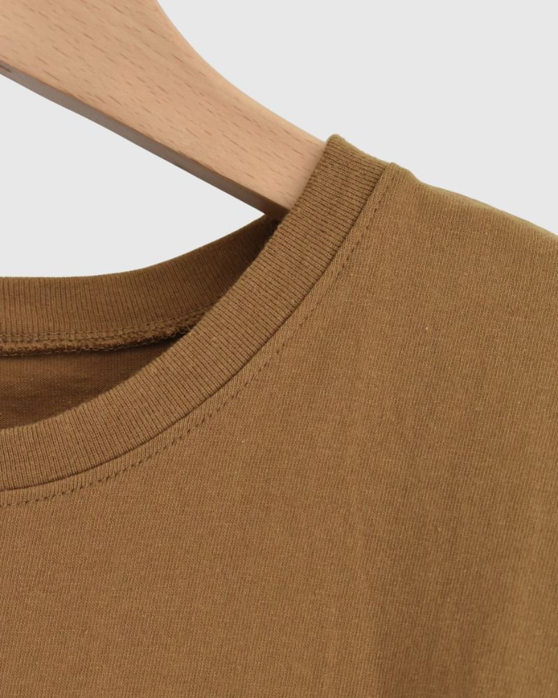 Half-Sleeve Drawstring T-shirt in DarkCamel