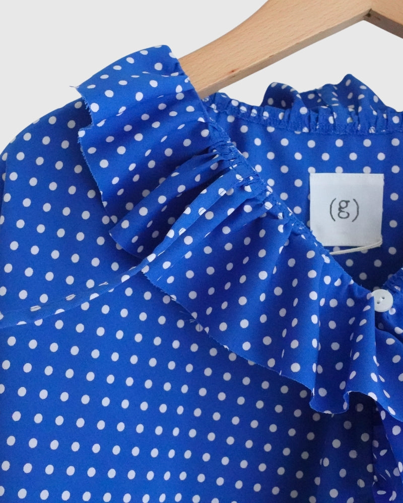 Dot Frill Blouse in Blue