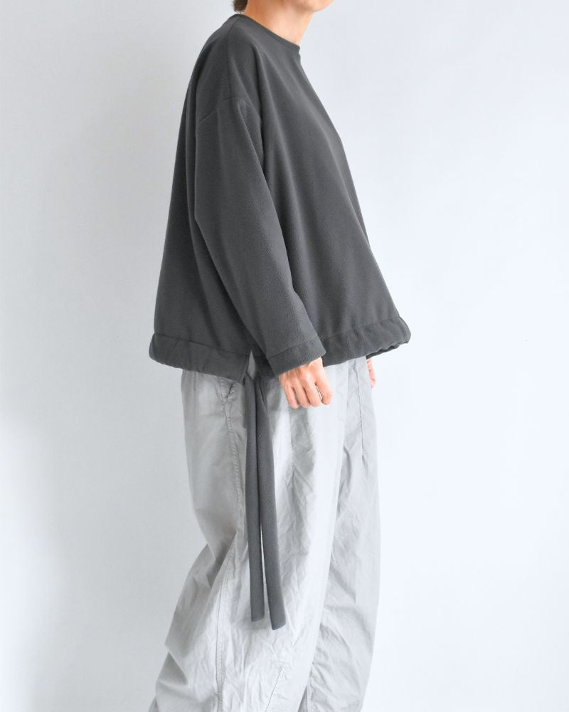 Fleece hem ribbon pullover in Gray