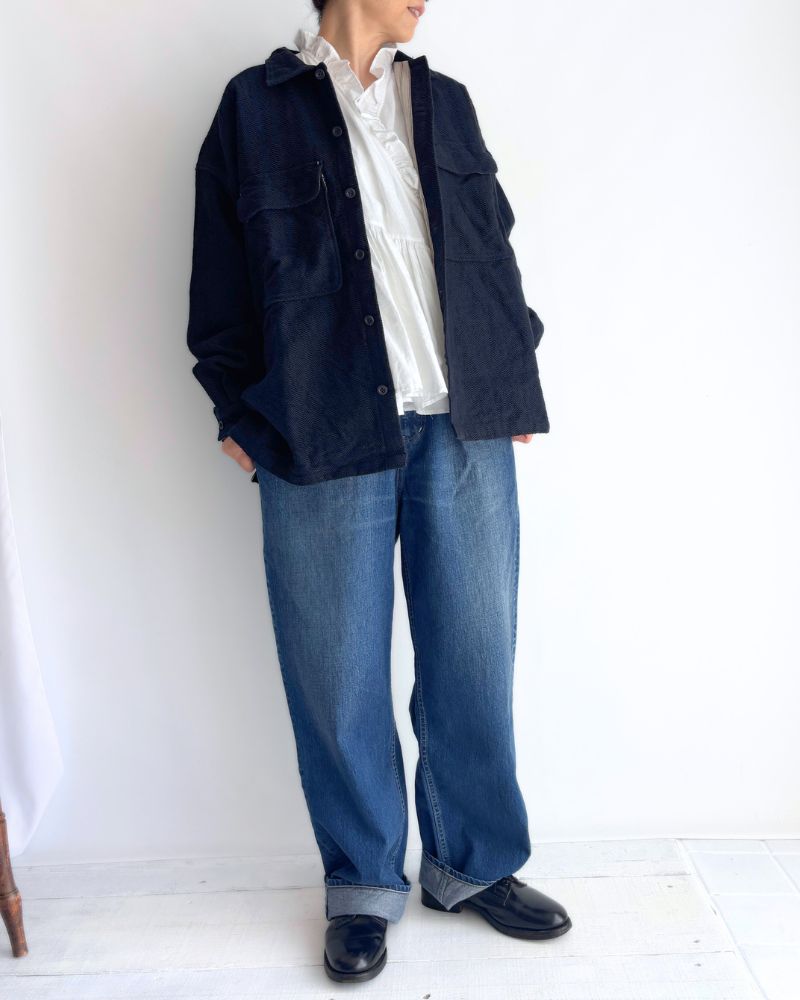 TEORI Cotton Herringbone Jacket in Black