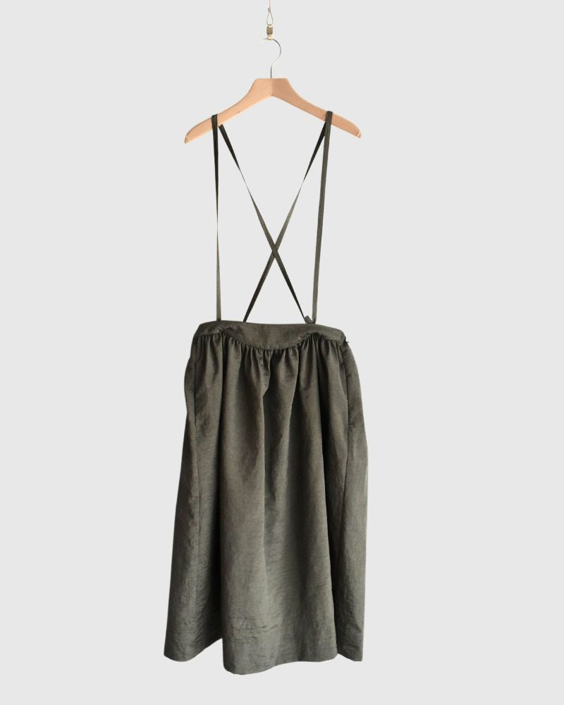 Vintage Cloth Shoulder Strap Skirt in Khaki