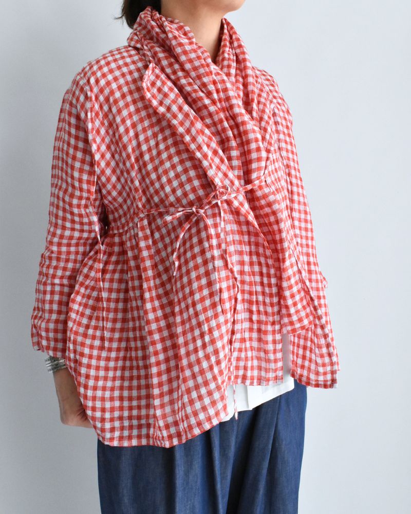 Gingham Check Cache-coeur Blouse in RedCheck
