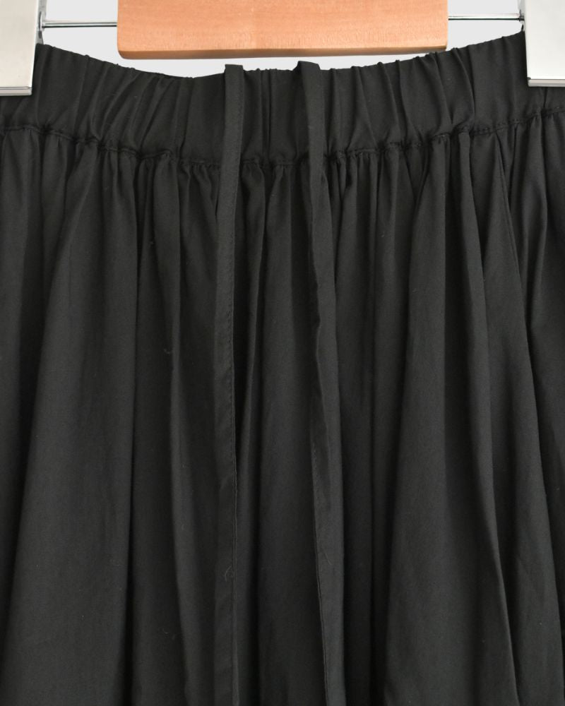Tiered Gathered Cotton Skirt in Black