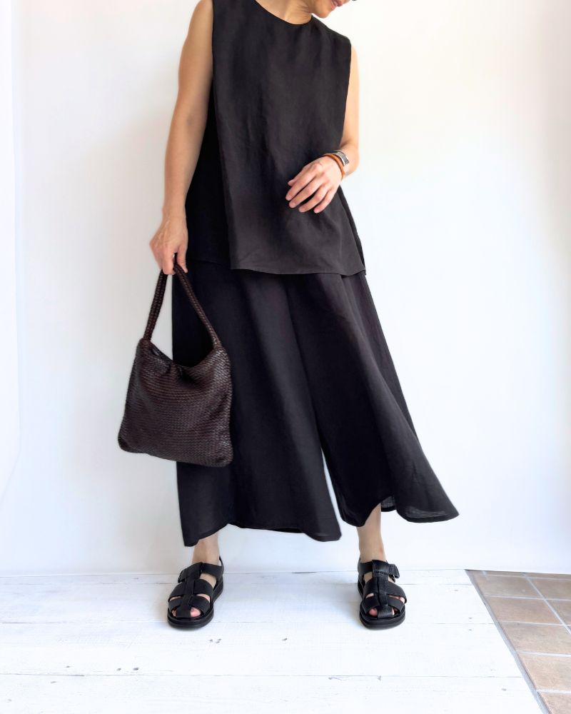 Flare pants (LINEN) in Black