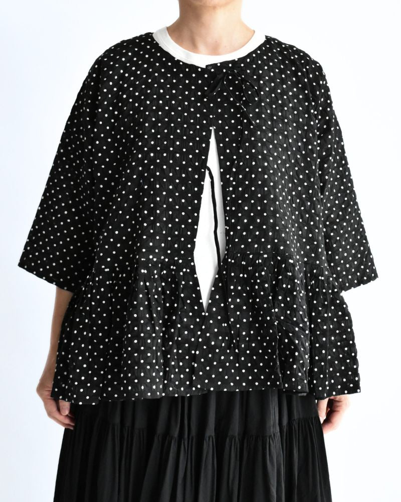 Ripple Dot Cache-coeur Blouse in Black/White