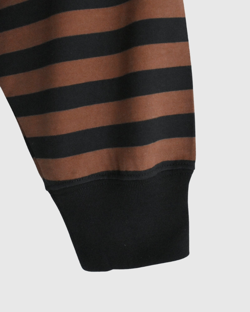 Tuck Cocoon T-Shirt in Brown/Black Border
