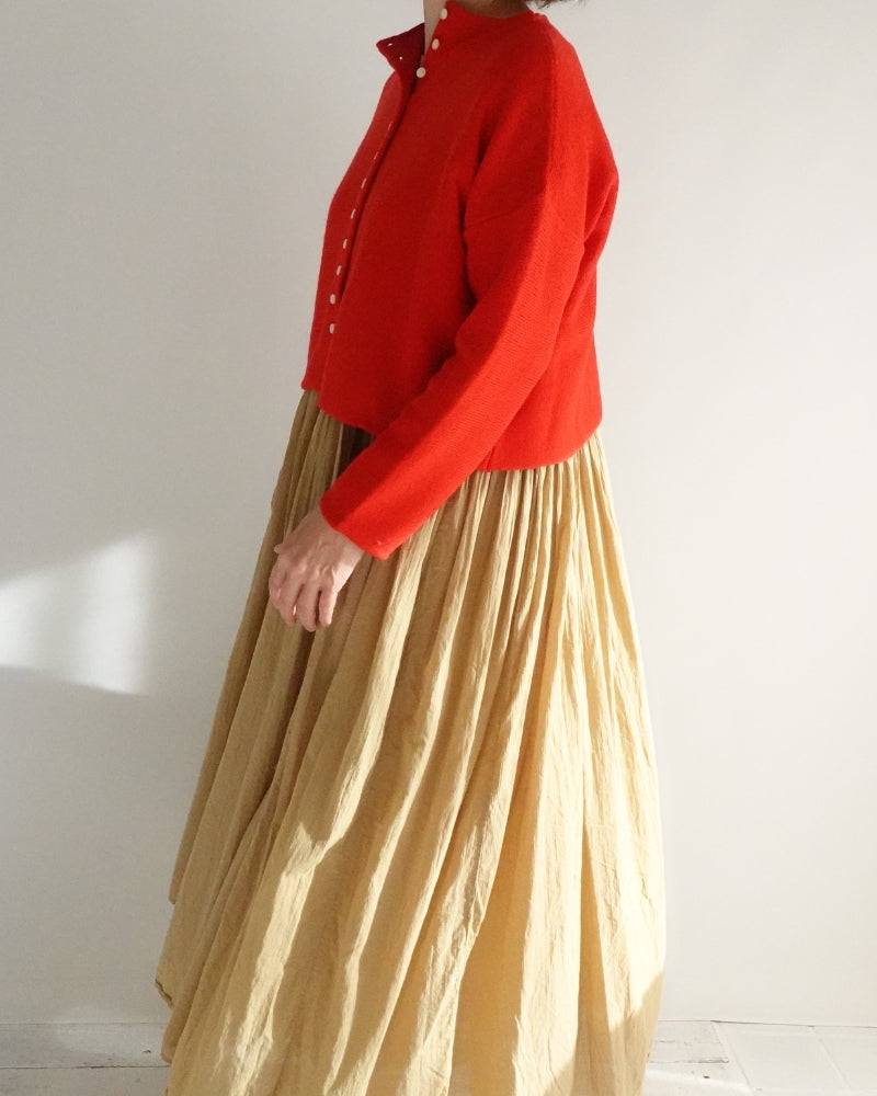 Bottleneck Boiled Wool Knit in Red