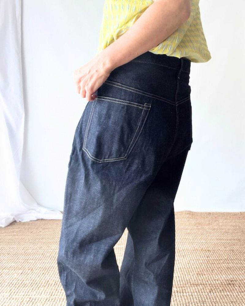 Denim Wrap Pants in Navy