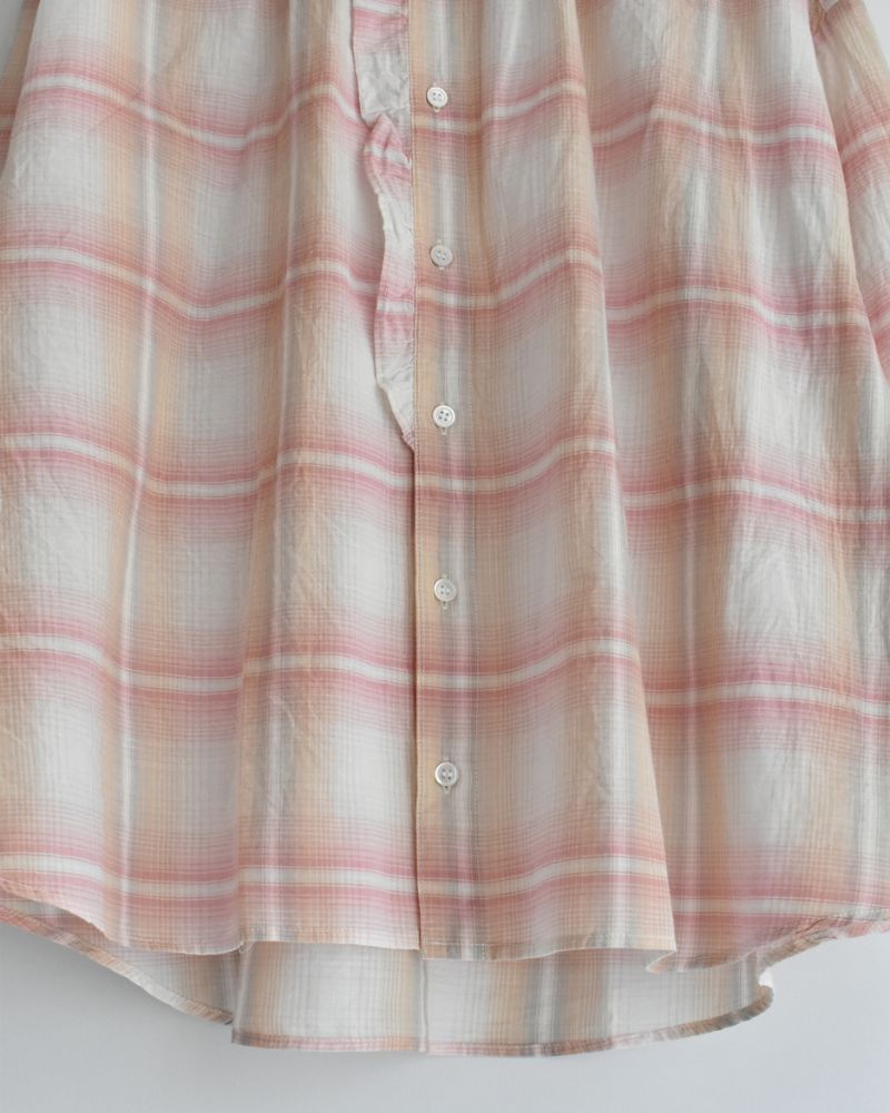 Light Madras Ruffle Blouse in LightPink