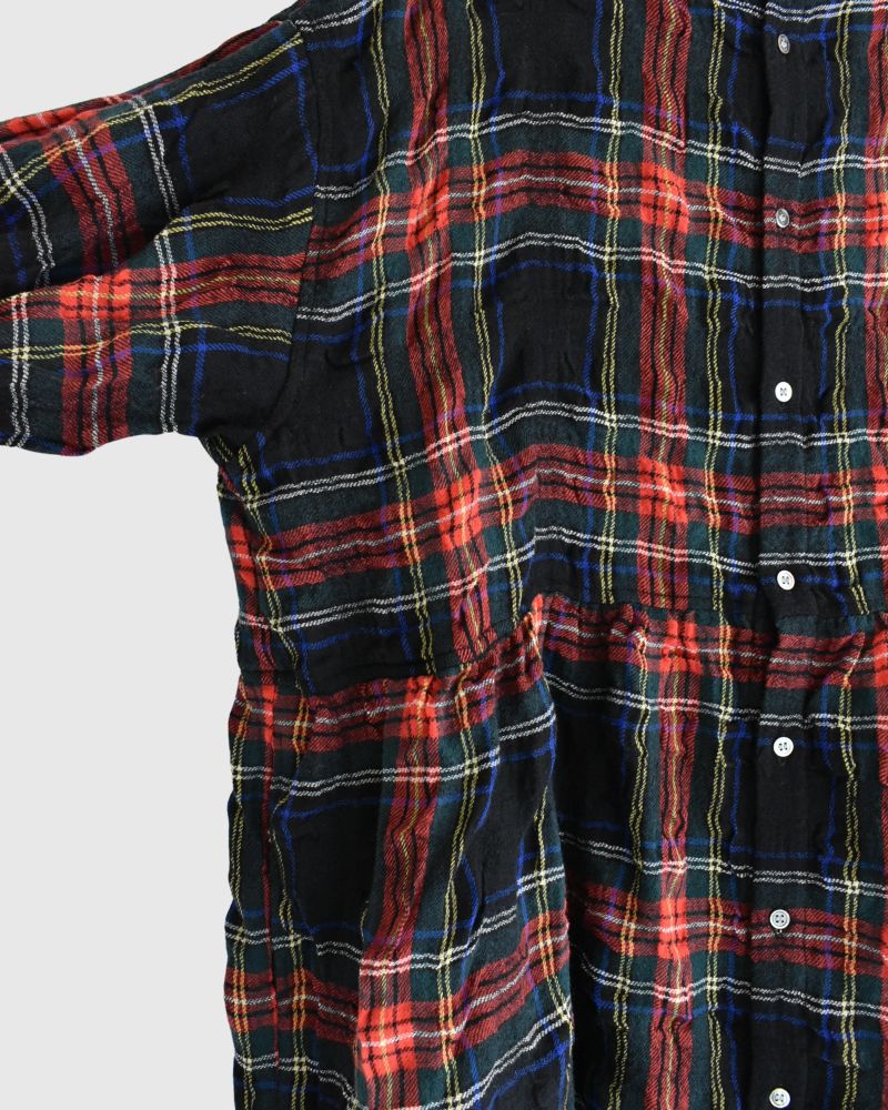 Cotton wool tartan check dress in Black