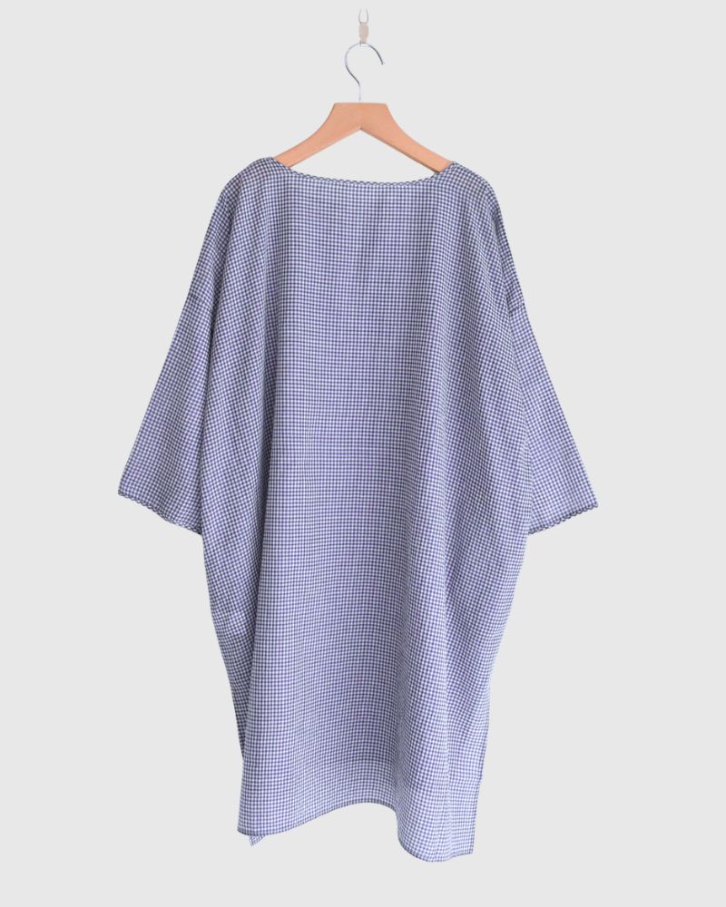 DROP SHOULDER SMOCK DRESS in OffWhite/Purple