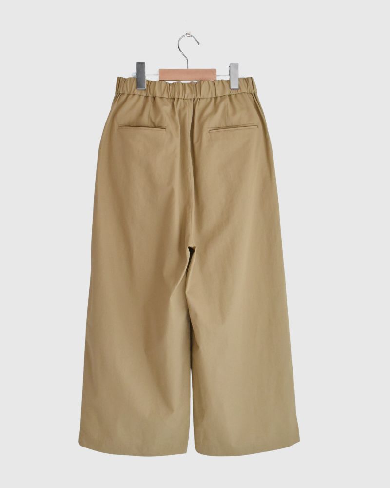 COTTON/LINEN DYED WEATHER 2TUCK WIDE EASY PANTS in Beige