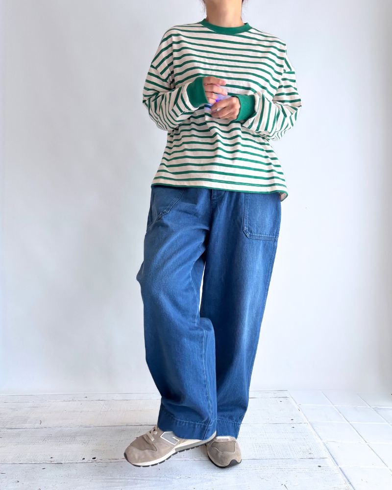 Taco Cotton Striped Long Sleeve T-Shirt Royal in Pink/Green