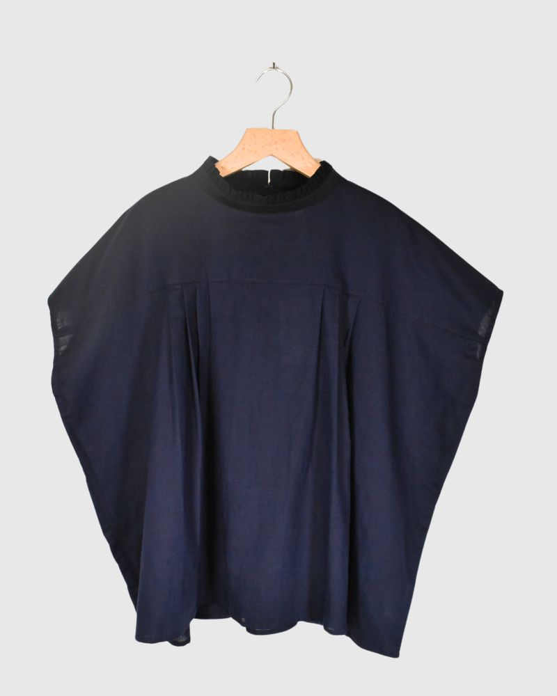 FRILL COLLAR TOPS 'MOOSE' in Navy